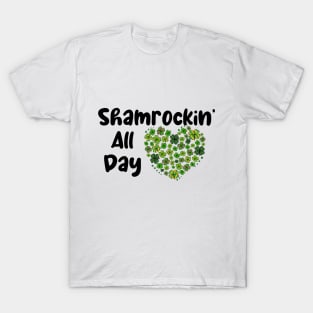 Shamrockin' All Day Heart Clovers T-Shirt